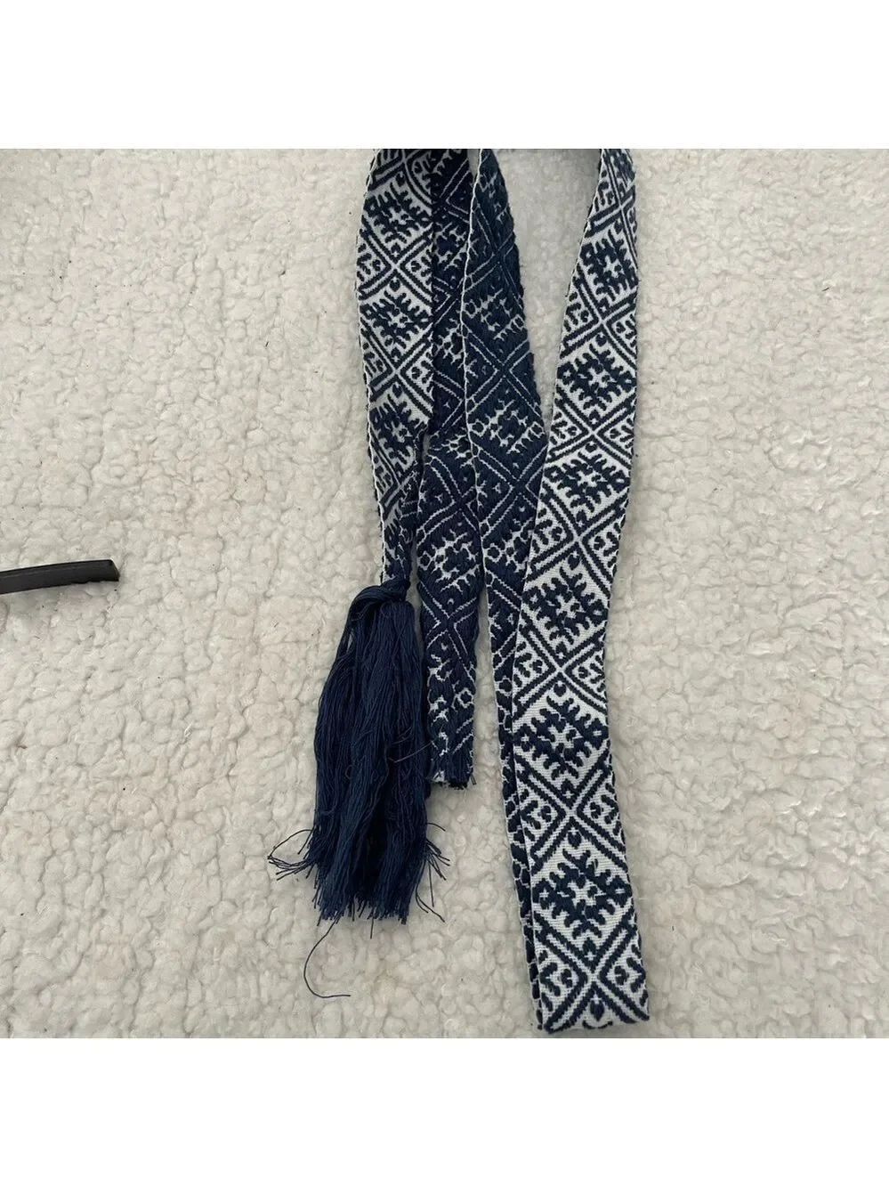 Navy and White Patterned Women's Belt